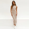 european and american cross-border summer hot girl style women's round neck bodycon backless sexy bodycon ribbed midi dress
