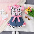 Children's clothing  cross-border fashion pink plaid printed pattern tops denim