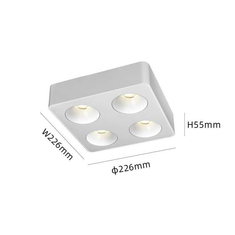 Full spectrum four-headed square ultra-thin surface mounted spotlights simple living room without main light lighting deep anti-glare led gall light
