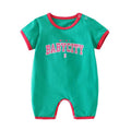 Newborn infant romper short sleeve bodysuit baby boys and girls loose fit athletic jumpsuit outing onesie