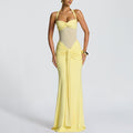 new women's elegant ruched ribbon maxi dress, foreign trade fashion halter neck sexy bodycon dress