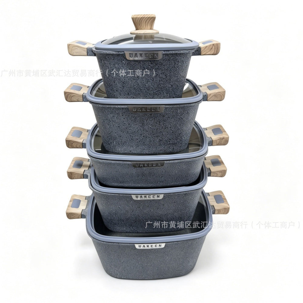 Granite 5pcs cookware suit non-stick pan complete set for home flats pot frying soup pot cross-border festival gifts