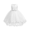 European and american style children's formal dress - tulle train princess gown - girls' piano recital dress - mid-to-large size children's dress