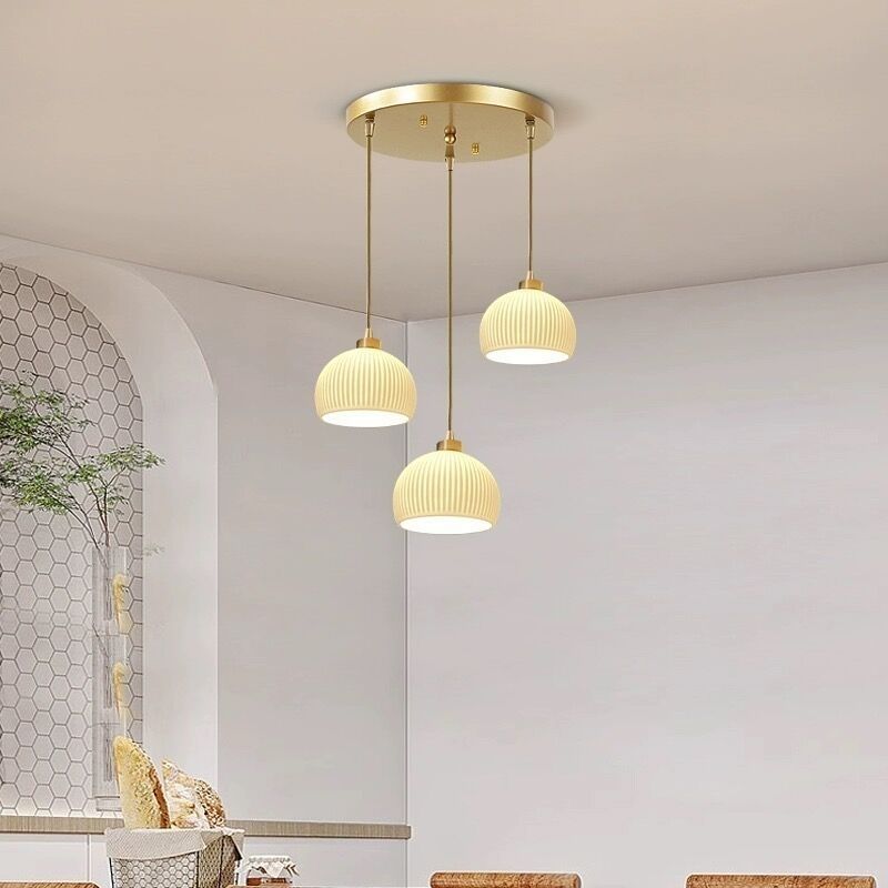 Modern minimalist dining room pendant light - creamy new style  - trending online - perfect for dining tables, bedrooms, studies, and bar counters - glass pendant lamp