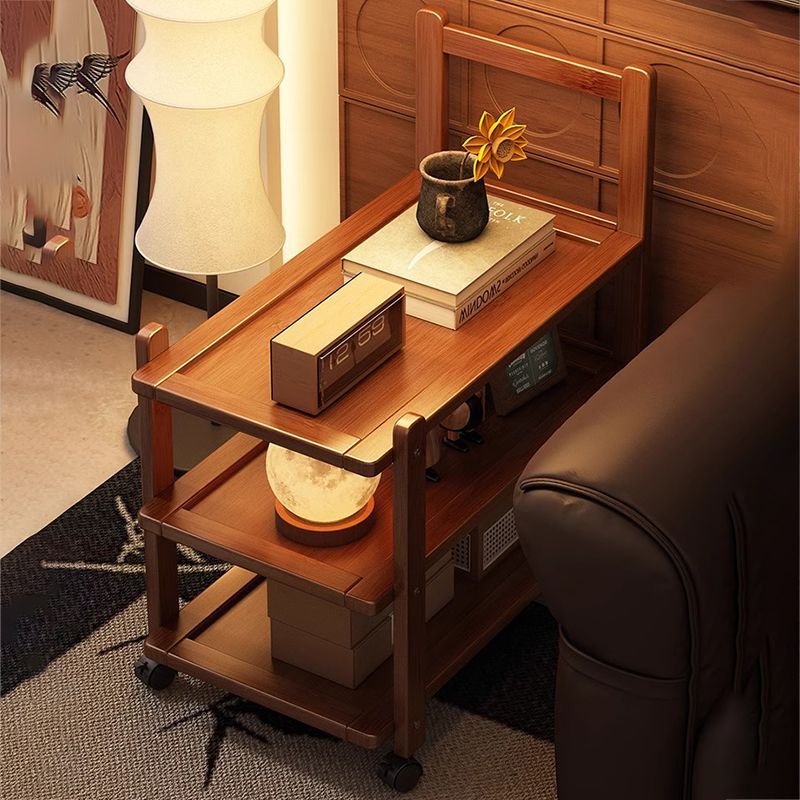 Multi-tier rolling cart - snack organizer, storage rack with wheels, living room storage, freestanding under-table side table, small mobile side table