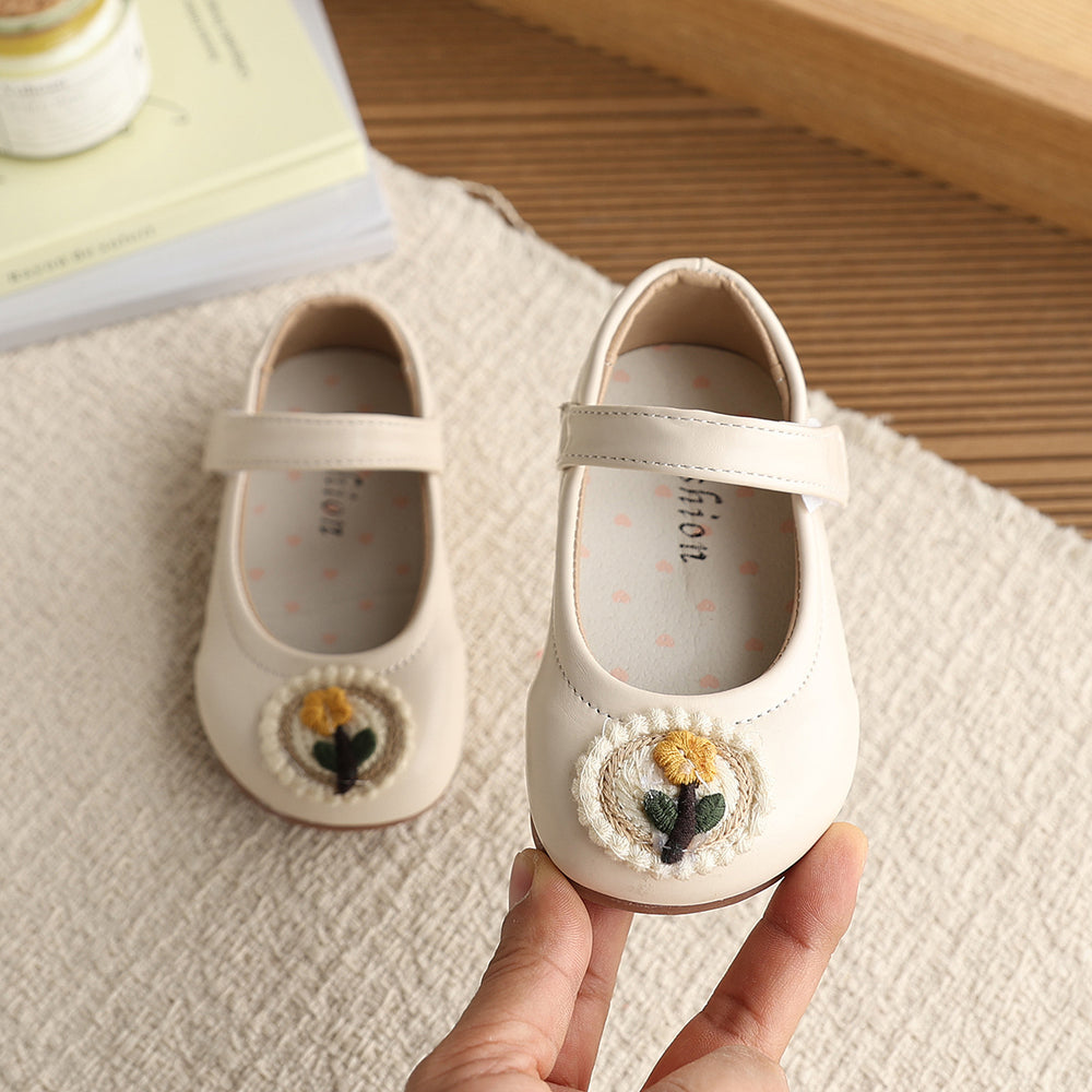 Vancahao soft bottom girl shoes flower baby toddler shoes spring & fallnew arrival leather shoes kidsembroider princess shoes