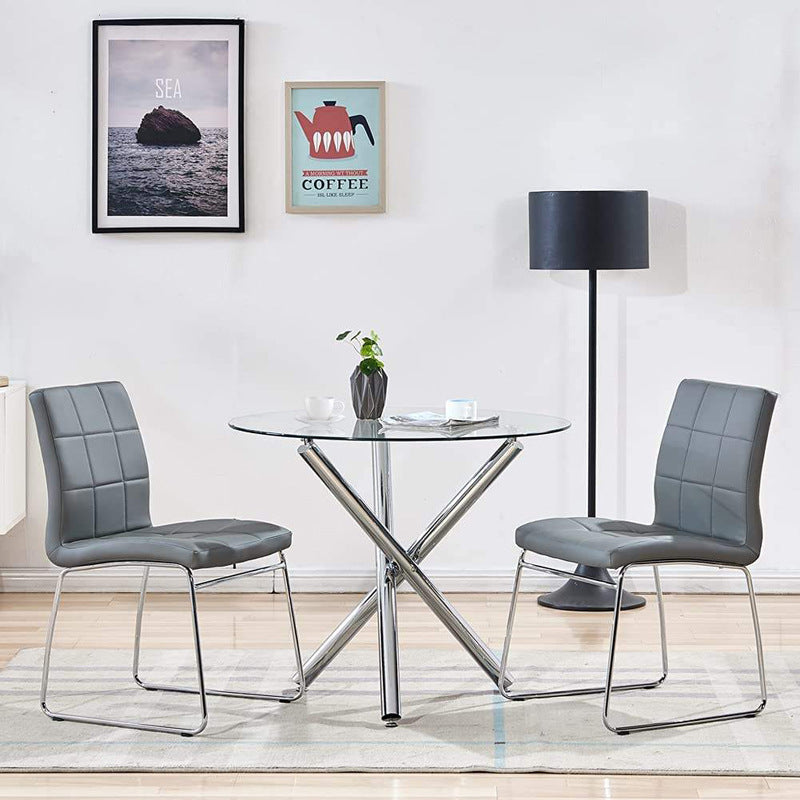 tempered glass dining table - minimalist modern casual reception hall round table - negotiation table - reception table