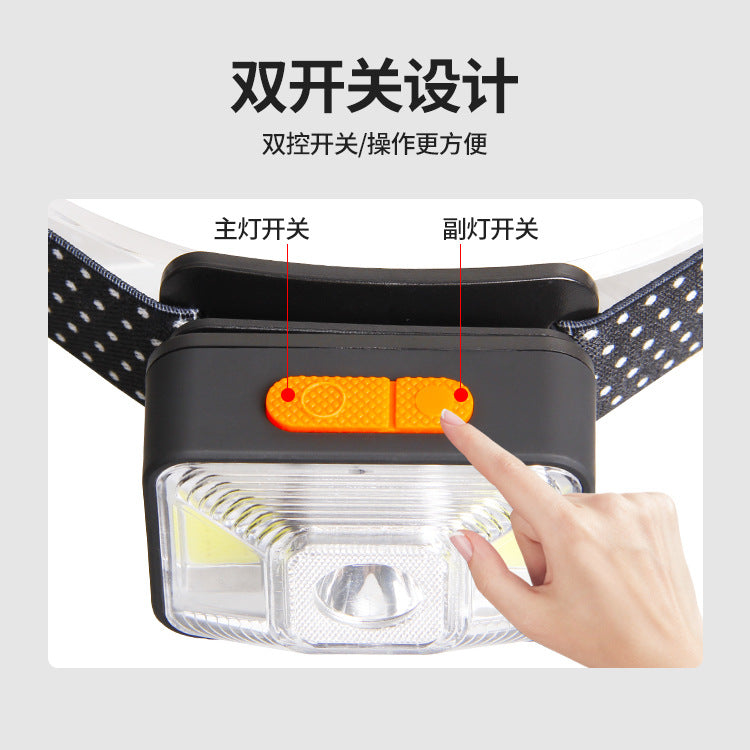 Cross-border new red and white light USB charging highlight lamp bead head COB floodlight outdoor home LED lighting headlight