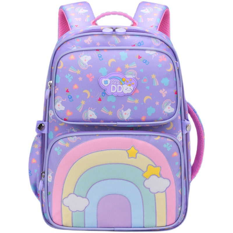 New girls' backpacks for grades 1-3-6: princess style, lightweight design, rainbow schoolbags for elementary students - wholesale