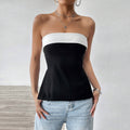 Amazon cross-border women's fashion: european and american sweet & spicy style tank top -  spring/summer new collection - bandeau color block cropped outerwear top
