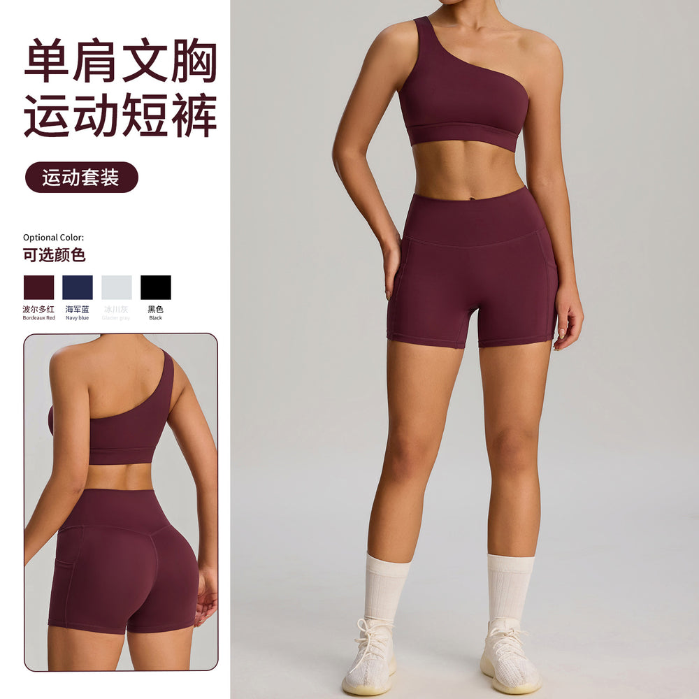 European and american style new yoga outfit set for women - summer pocket workout set, premium slim-fit activewear