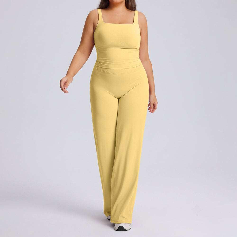 European and american plus size straight-leg yoga outfit set - high elasticity, breathable, quick-drying activewear for women's outdoor running and fitness