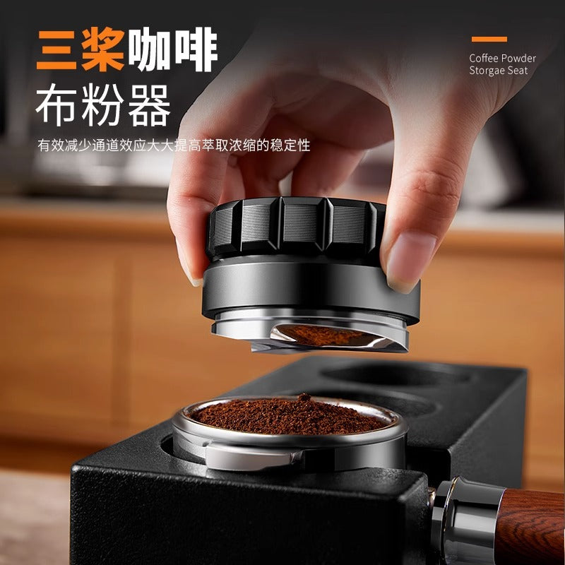 Stainless steel coffee distributor & tamper combo - all-in-one set for home use