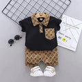 Boys' casual korean style short-sleeve polo shirt & shorts set - kids' lapel short-sleeve top + shorts two-piece outfit - wholesale children's clothing for cross-border e-commerce