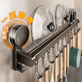 Suction cup kitchen storage rack hook hanging rod punch-free spatula spoon knife all-in-one hanging rack wall-mounted storage rack