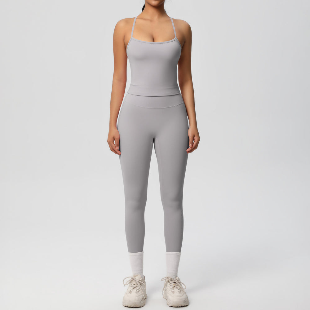 New arrival: european and american style solid color double-sided brushed breathable compression yoga set - 8 piece activewear set for running and fitness