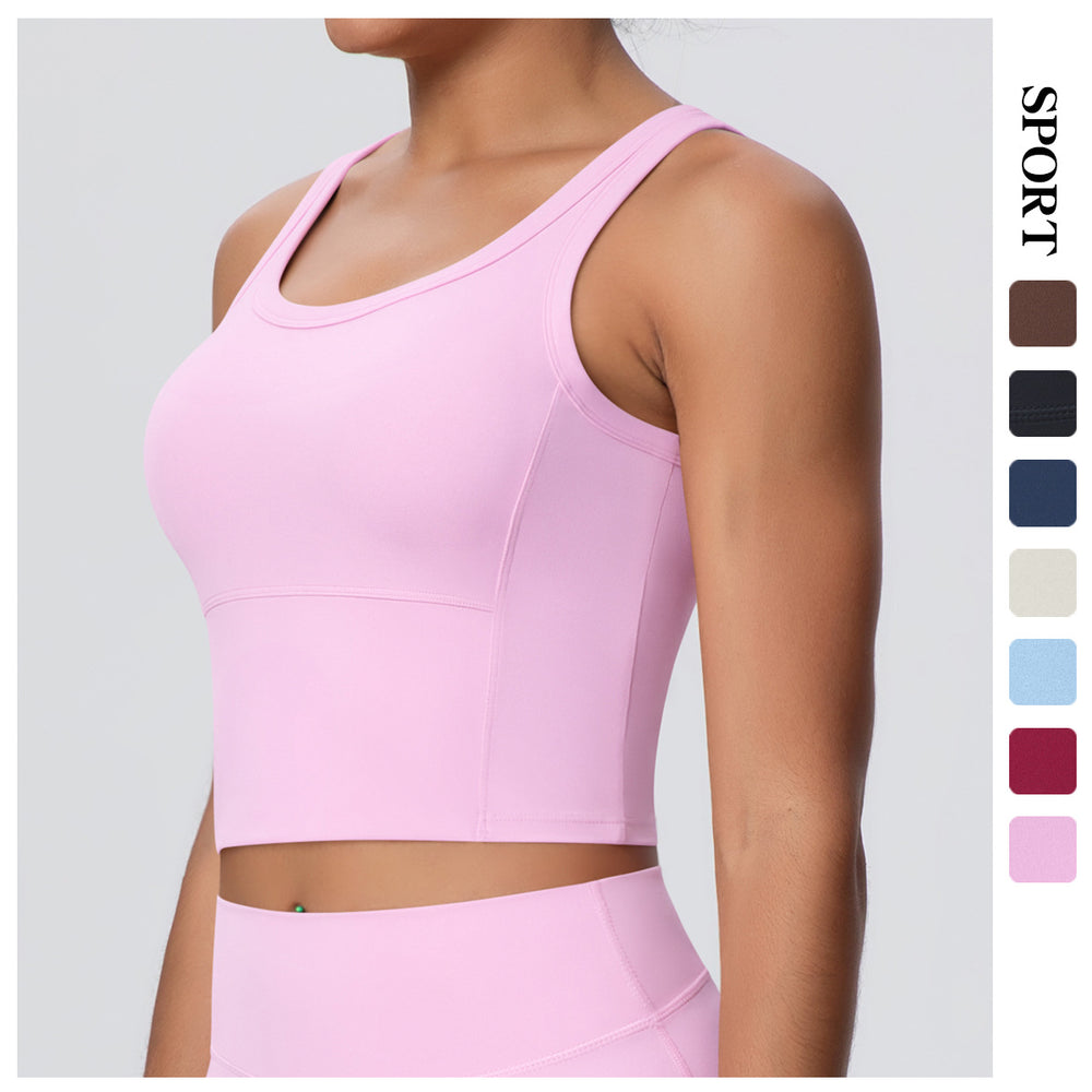 New shockproof, push-up, fixed-cup yoga top - women's barely-there outdoor sports bra for running, fitness, and beautiful back support