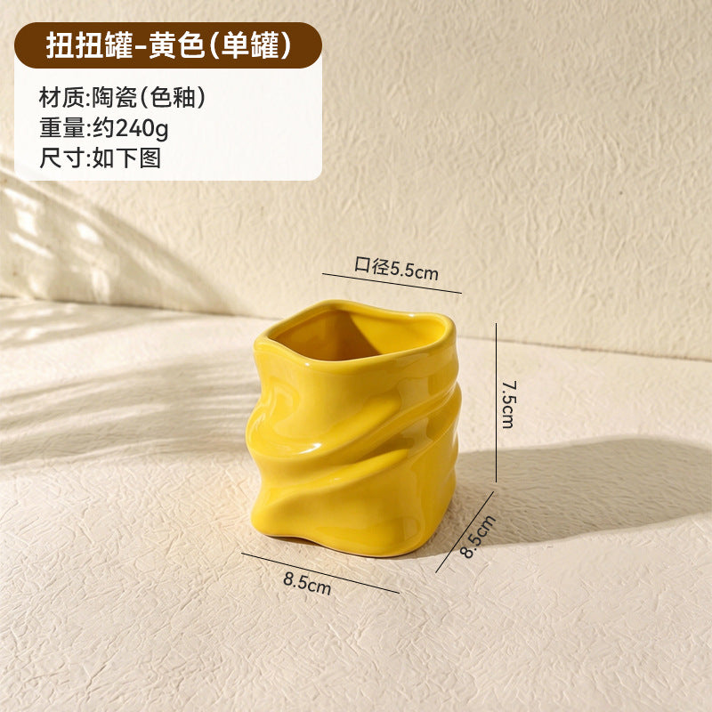304 food grade stainless steel twisted fruit fork set creative colorful storage cup ceramic cup holder wholesale