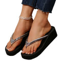 2025 new beach sandals & slippers - women's summer fashion, outdoor wear, thick-soled wedge flip-flops, heart-shaped thong sandals