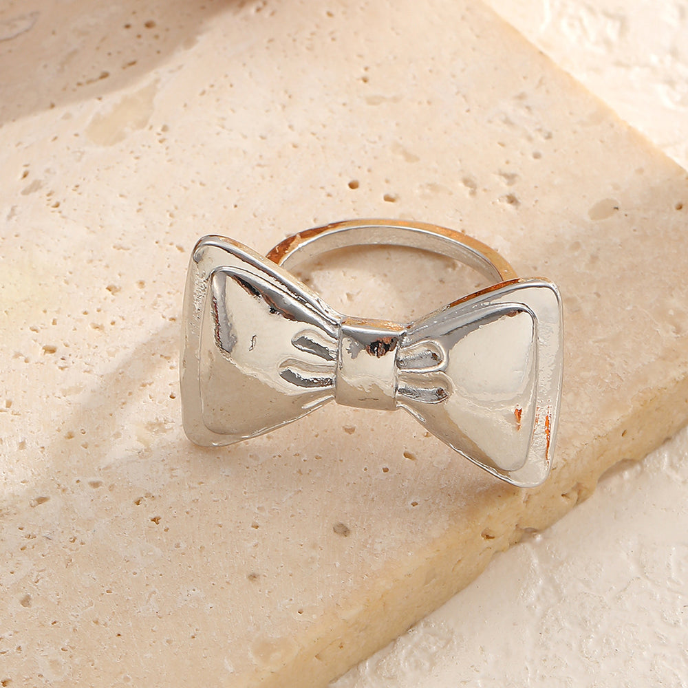 Wholesale bowknot rings: european and american cross-border jewelry, designer polished sweet & chic open joint rings for women