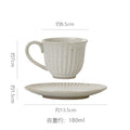 Vintage ceramic striped coffee cup and saucer set - stylish stoneware mug for office afternoon tea, water, or milk