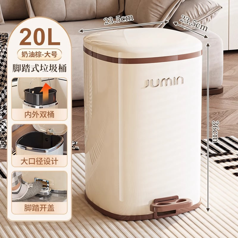 Luxury trash can - large, step-on, lidged - perfect for home, living room, kitchen, bedroom, and bathroom. plastic storage bin