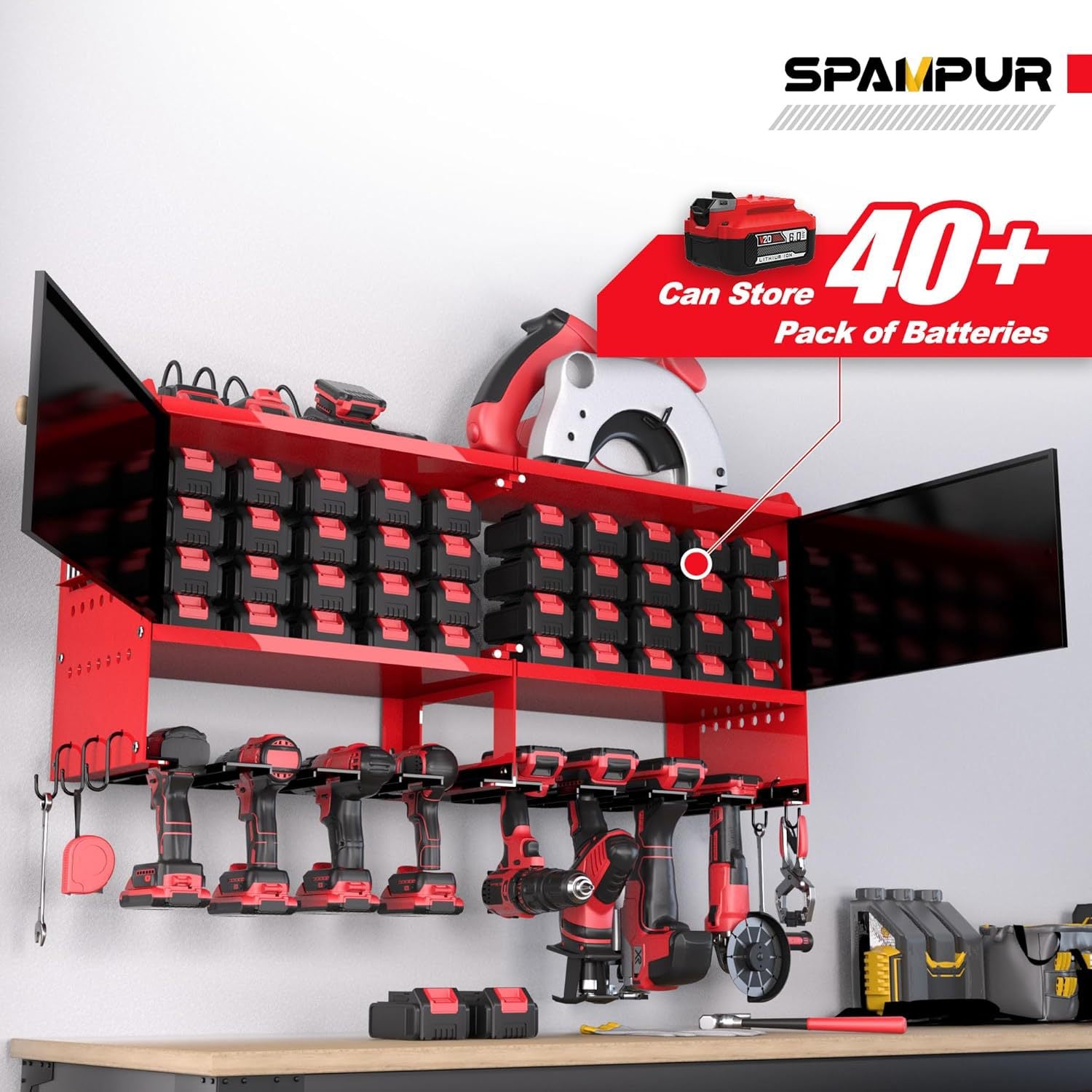 Cross-border upgrade heavy-duty wall-mounted 8 drill bit tool holder wrought iron screwdriver charging drill garage storage rack
