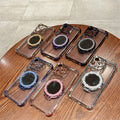 Four-corner electroplated glitter mirror phone case for apple 16 pro, iphone 12/11 with ring stand