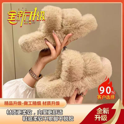 2025 fall/winter new collection: petite platform plush slippers - women's outdoor/indoor fuzzy slippers with thick sole for height increase