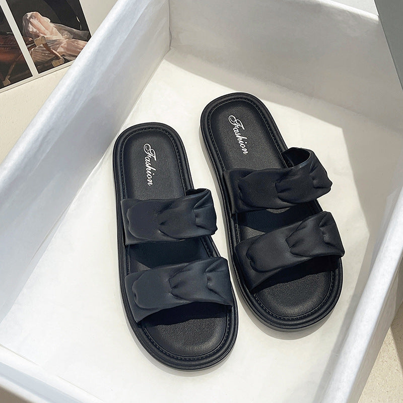 Women's slippers - fairy style, new summer 2024 collection, fashionable, elegant, versatile, flat, one-strap, beach sandals