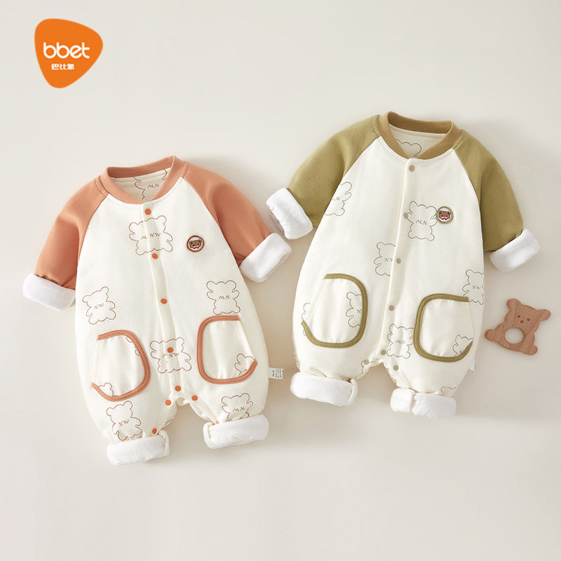 Babibele newborn baby romper - lightweight cotton, quilted, loungewear, onesie, pure cotton, single-button closure baby outfit