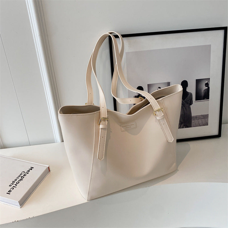 Cross-border large-capacity bags, women's autumn and winter versatile 2025 new shoulder bag, college student class bag, commuter tote bag