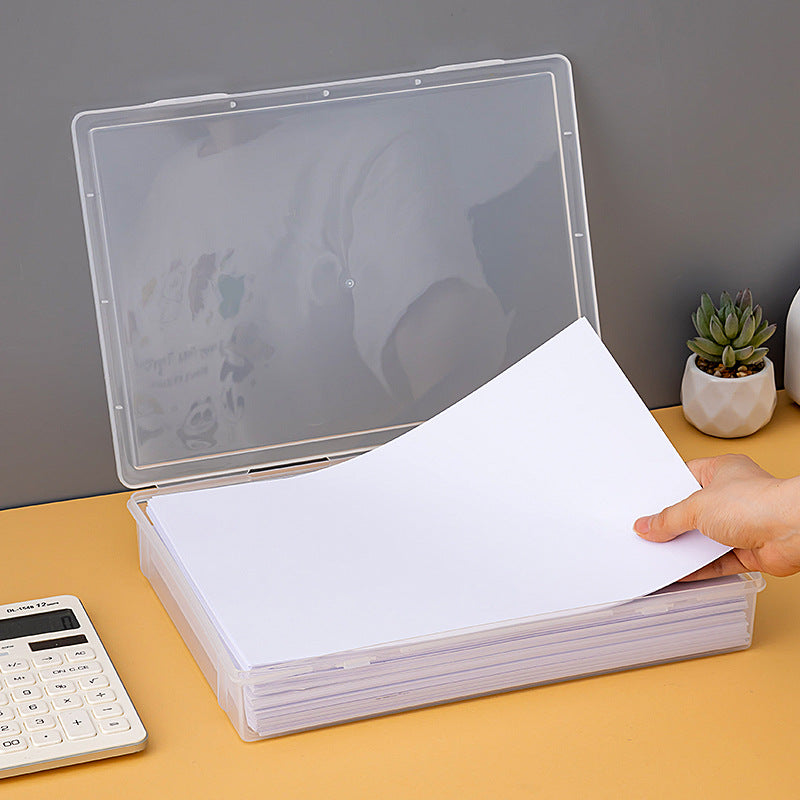 Desktop ID storage box with lid Desk storage Document storage box Multifunctional plastic flip a4 storage box