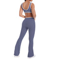 new color block spliced high-waisted flared leggings and top activewear set for women - perfect for outdoor running, fitness, and yoga