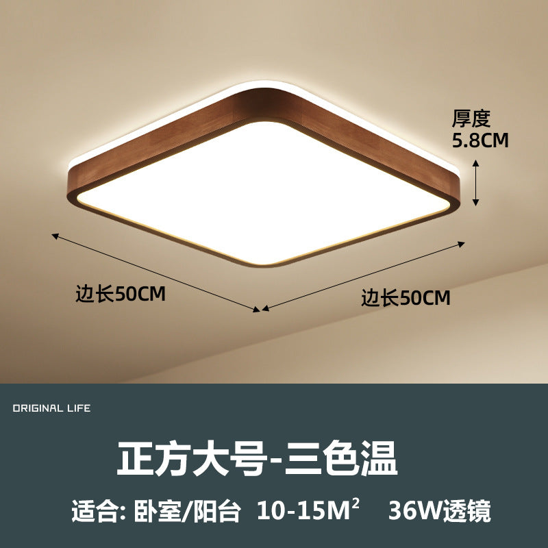 Walnut ceiling light led new Chinese simple study bedroom light ultra-thin back luminous rectangular living room light