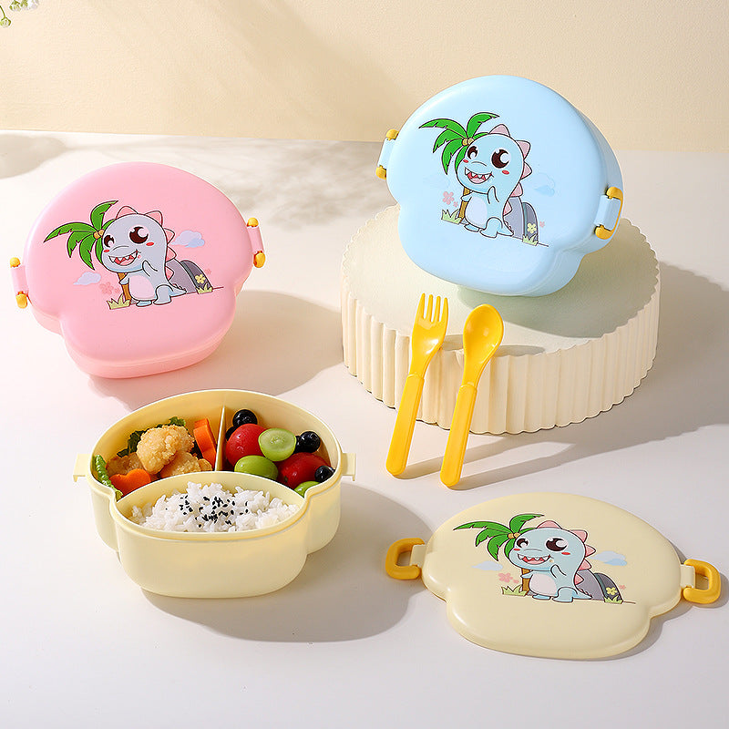 Creative kids' plastic cartoon lunch box - cute fruit box, portable sealed divided lunch container with fun cutlery set