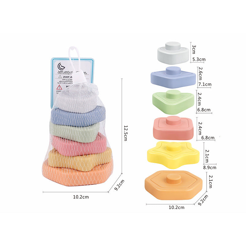 Cross-border export  baby vinyl stacking high early education cognitive soft glue stacking music baby stacking ring toy