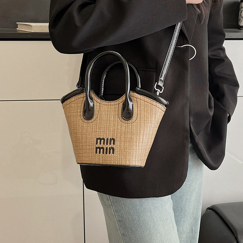 summernew arrival miu satchel tote bag women's 2025new arrival shoulder crossbody vegetable basket bucket