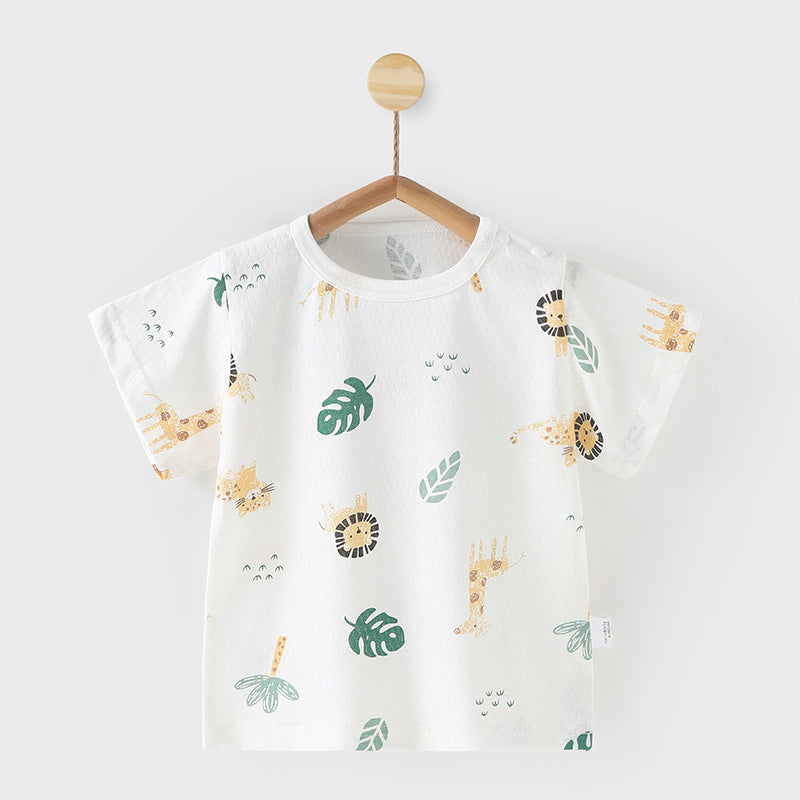 Baby lightweight short-sleeve t-shirt, infant top, kids' summer clothes (0-4 years), toddler boys' and girls' short-sleeve undershirt, trendy style