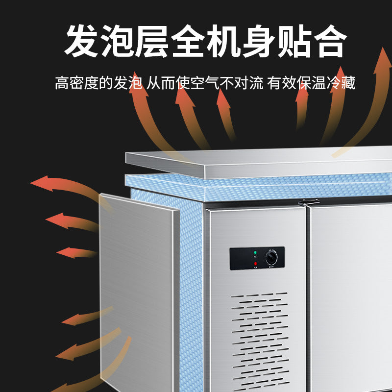 Commercial horizontal refrigerator refrigeration workbench, energy-saving fresh-keeping cabinet, frozen fresh-keeping freezer, kitchen flat freezer, operating table