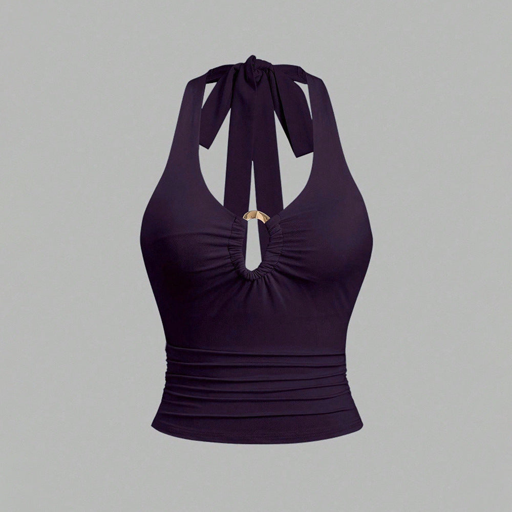 summernew arrivalsexyhalter camisole women's silmslimming lookbacklesstie backsexyultrashorttops