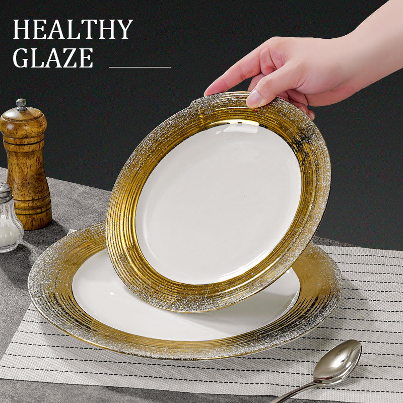 Nordicinsaccessible luxury thread plate stylish restaurant steak plate creative western food pasta plate ceramic dessert plate