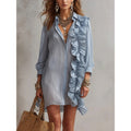 Amazon vacation style minimalist ruffle polo dress - women's new summer slimming bodycon mini dress