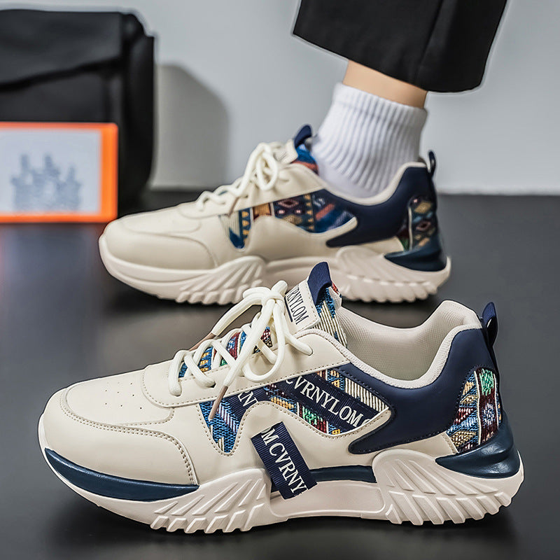 Men's shoes 2026 spring new men's breathable casual sports shoes thick sole students easiest for match heightened dad shoes non-slip