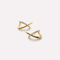European and american cross-border fashion stone and gold earrings, versatile criss-cross studs, new women's cubic elegance trendy jewelry