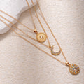 Wholesale diamond-studded necklaces: european & american cross-border jewelry, multi-layered geometric stackable necklaces, light luxury high-end pendant sun choker