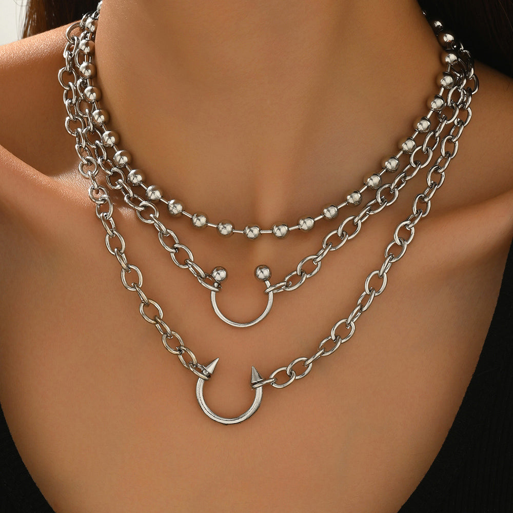 Wholesale pendant necklaces: european & american cross-border jewelry, hip-hop trendy, niche & unique, punk style, multi-layered design statement necklaces