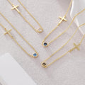 Amazon cross-border foreign trade small side cross necklace single side cross and birthstone necklace jewelry girls birthday gift