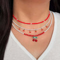 European and american cross-border cherry necklace set - multi-layered design, summer fresh style, rice bead chain accessories, women's necklace