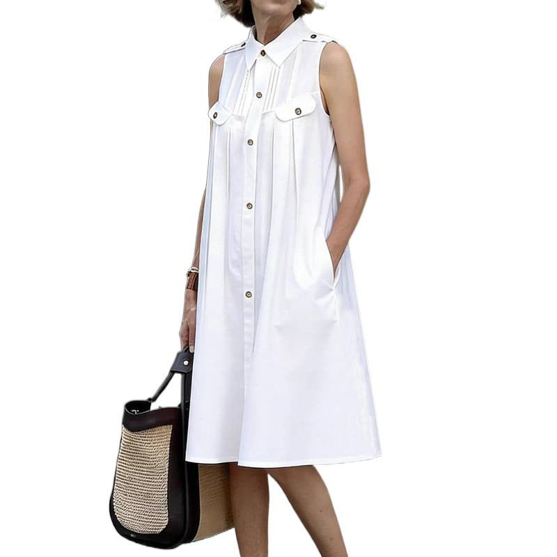 Amazon fashion urban minimalist chic versatile polo collar dress - women's new summer slimming dress